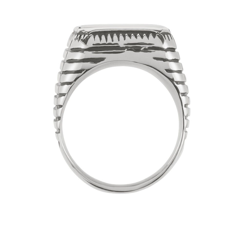 Chevaliere Acier Blanc Romanus Pierre - Chevalières Homme | Marc Orian