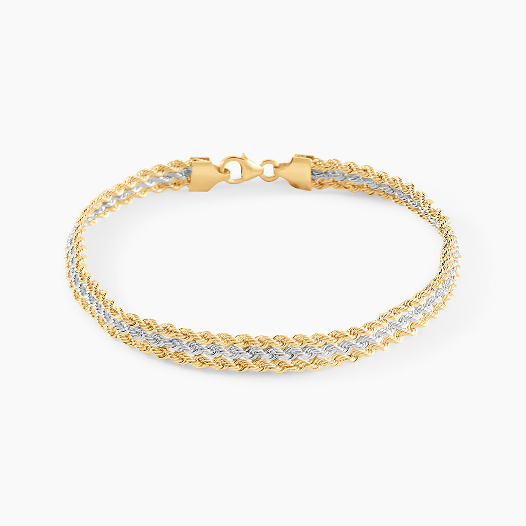 Bracelet Cordelia Maille Corde 3 Rangs Or Bicolore - Bracelets mailles Femme | Marc Orian