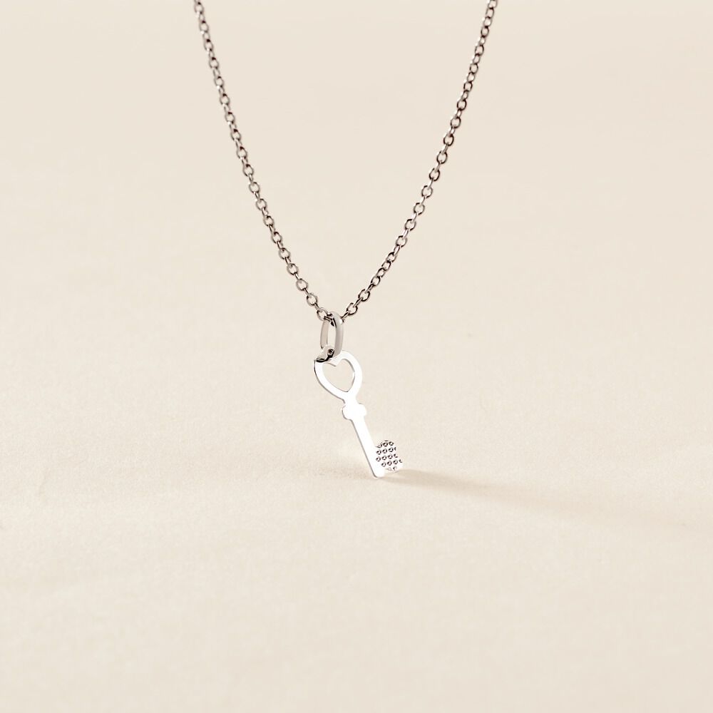 Pendentif Fatilia Clef Coeur Or Blanc - Pendentifs Femme | Marc Orian