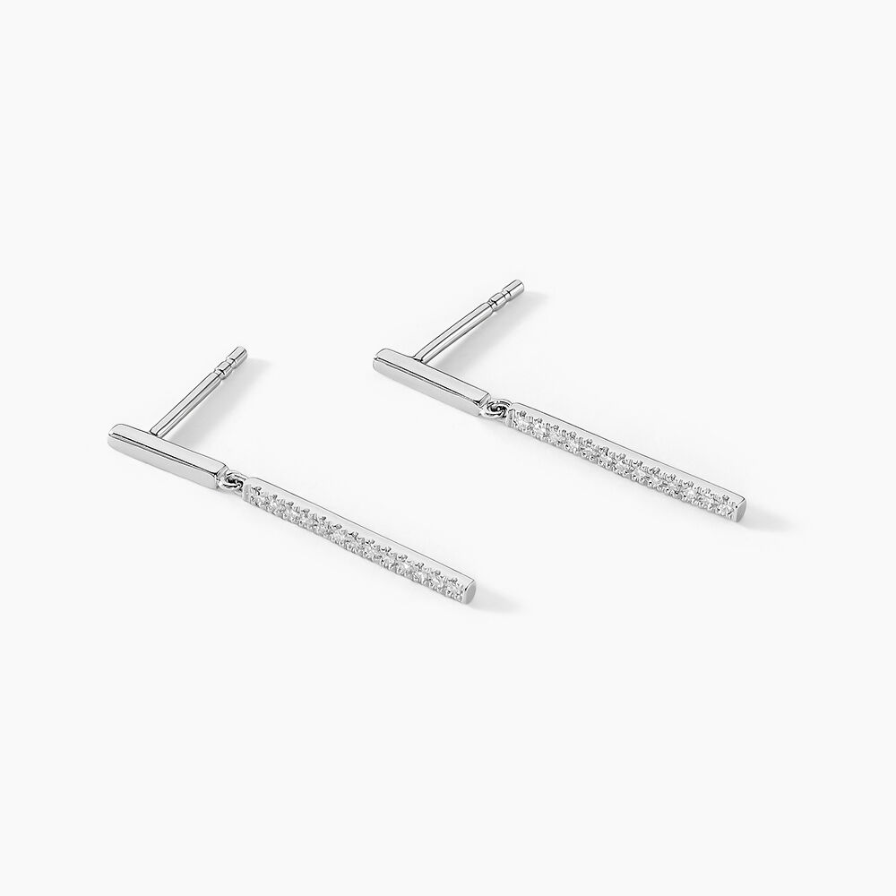 Boucles D'oreilles Puces Alayna Or Blanc Diamant -  Femme | Marc Orian