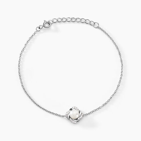 Bracelet Laetoria Argent Blanc Perle De Culture Oxyde De Zirconium - Bracelets chaînes Femme | Marc Orian