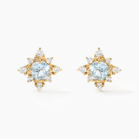 Boucles D'oreilles Puces Astrithr Or Jaune Topaze Oxyde De Zirconium - Puces Femme | Marc Orian