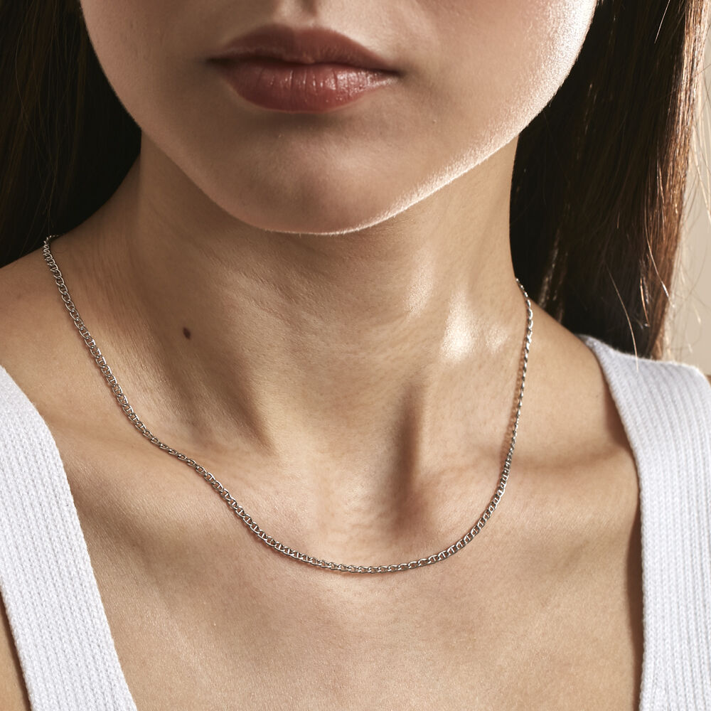 Chaîne Capucin Or Blanc Maille Marine Plate - Chaines Femme | Marc Orian