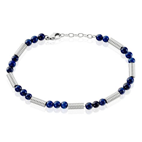 Bracelet Olek Acier Blanc Lapis Lazuli - Bracelets chaînes Homme | Marc Orian