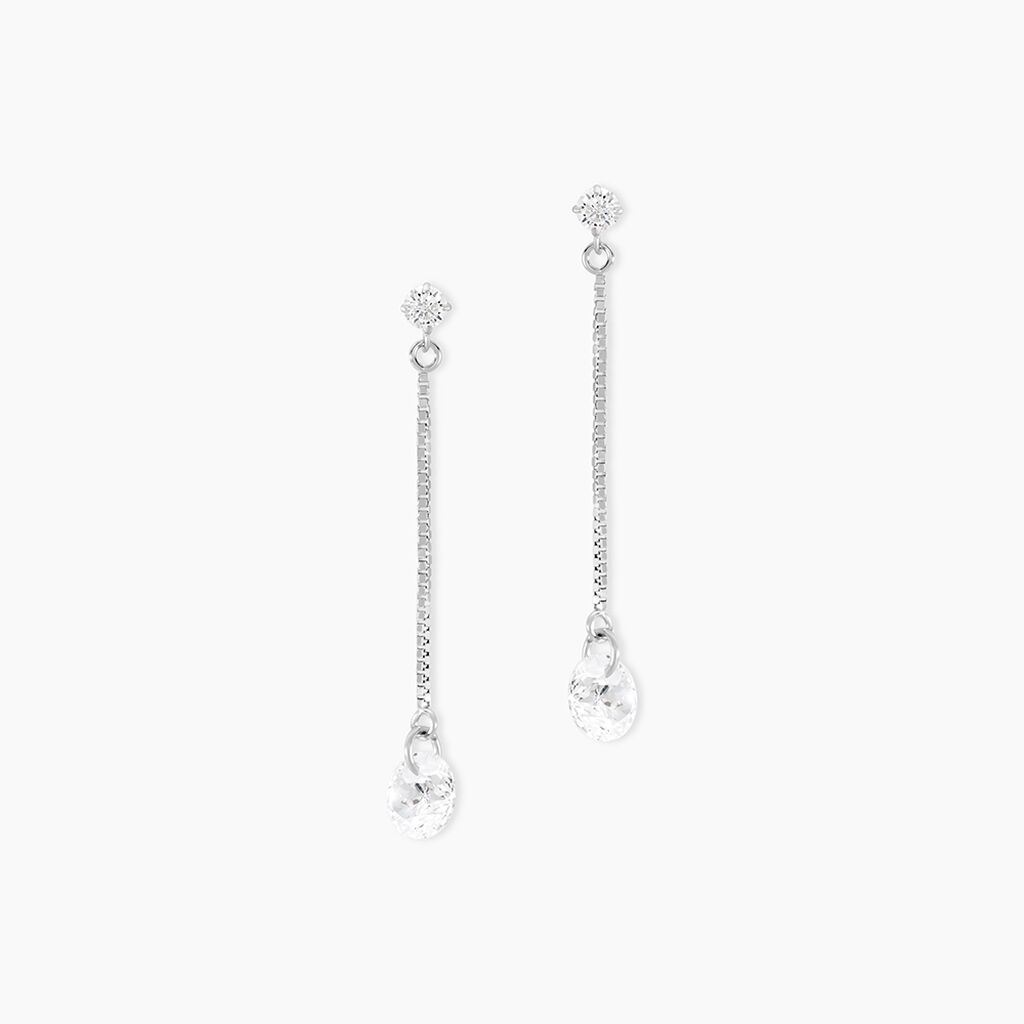 Boucles D'oreilles Pendantes Regane Or Blanc Oxyde De Zirconium - Pendantes Femme | Marc Orian