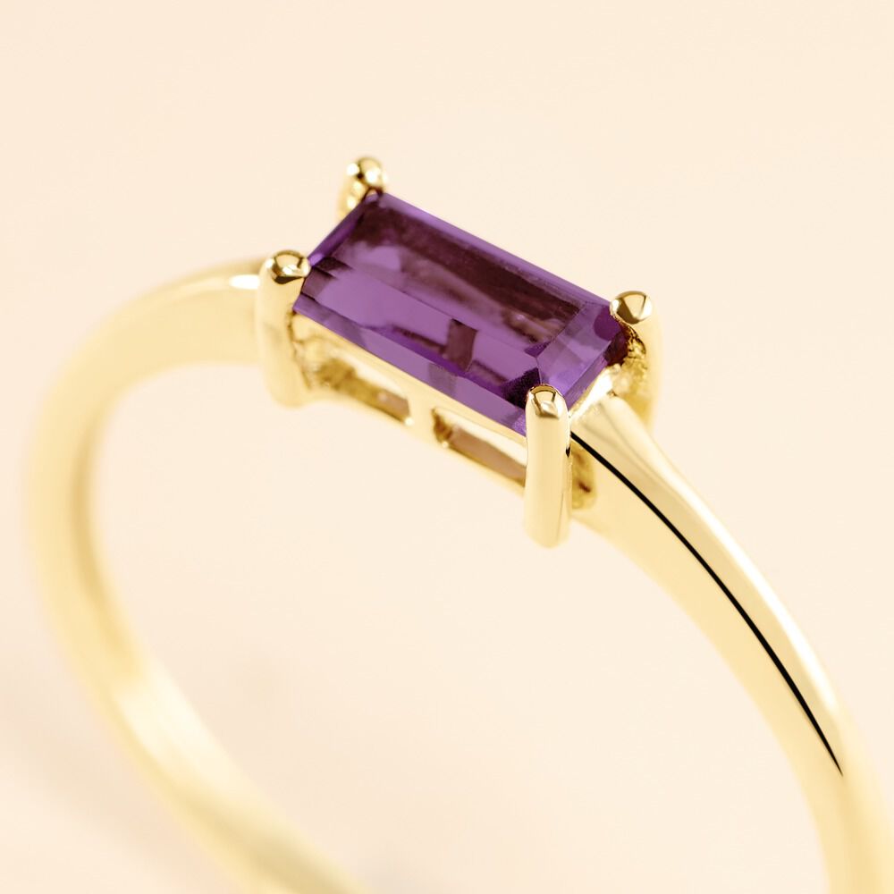 Bague Nottingham Or Jaune Am&eacute;thyste - Bagues pierres fines Femme | Marc Orian