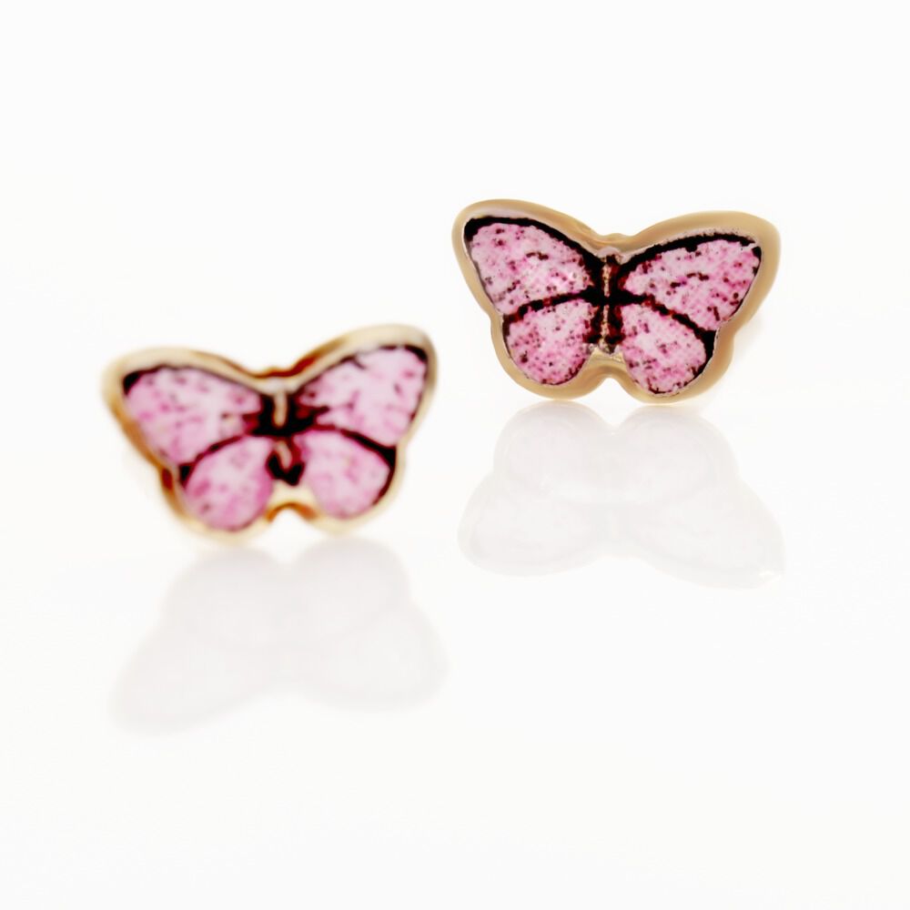 Boucles D'oreilles Puces Sulivia Papillon Or Jaune - Puces Enfant | Marc Orian