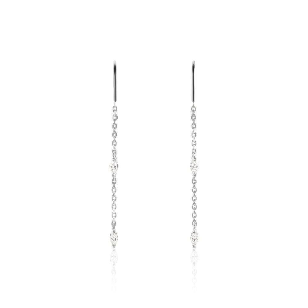 Boucles D'oreilles Pendantes Garsha Argent Blanc Oxyde De Zirconium - Pendantes Femme | Marc Orian