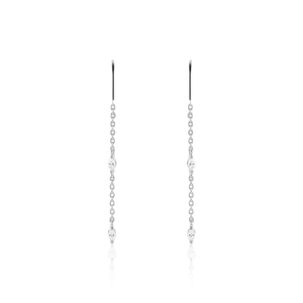 Boucles D'oreilles Pendantes Garsha Argent Blanc Oxyde De Zirconium - Pendantes Femme | Marc Orian