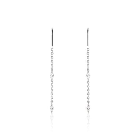 Boucles D'oreilles Pendantes Garsha Argent Blanc Oxyde De Zirconium - Pendantes Femme | Marc Orian