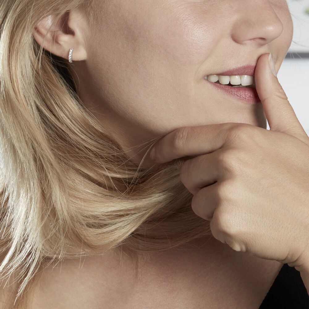 Créoles Andgelina Rondes Or Blanc Oxyde De Zirconium - Créoles Femme | Marc Orian