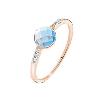 Bague Bonbon Or Rose Topaze Et Oxyde De Zirconium