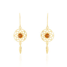 Boucles D'oreilles Pendantes Lona Argent Jaune Ambre - Boucles d'oreilles Pendantes Femme | Marc Orian