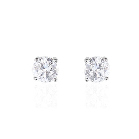 Boucles D'oreilles Puces 4 Griffes Or Blanc Diamant Synthetique - Puces Femme | Marc Orian