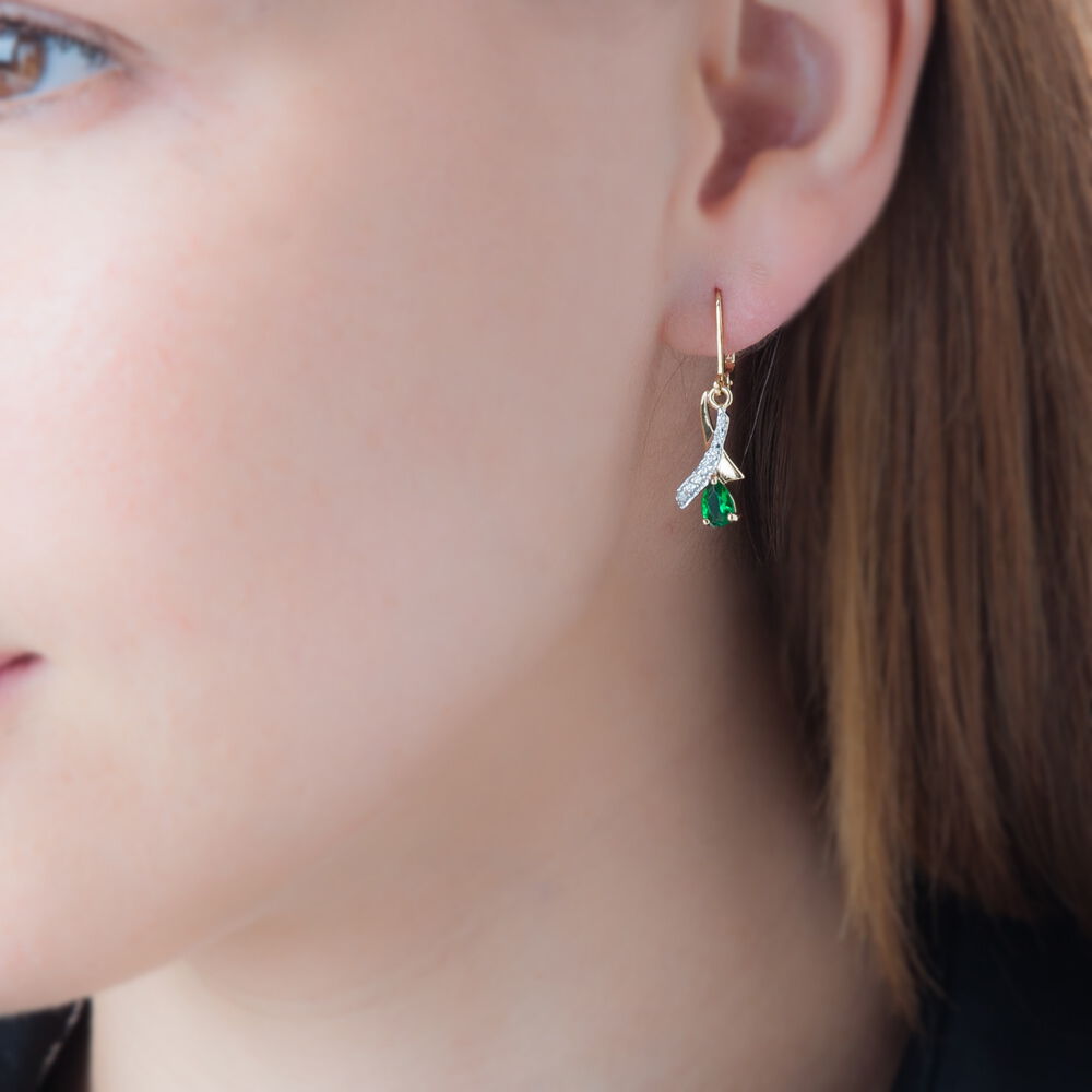 Boucles D'oreilles Pendantes Dyanah Plaque Or Pierre Et Oxyde - Pendantes Femme | Marc Orian