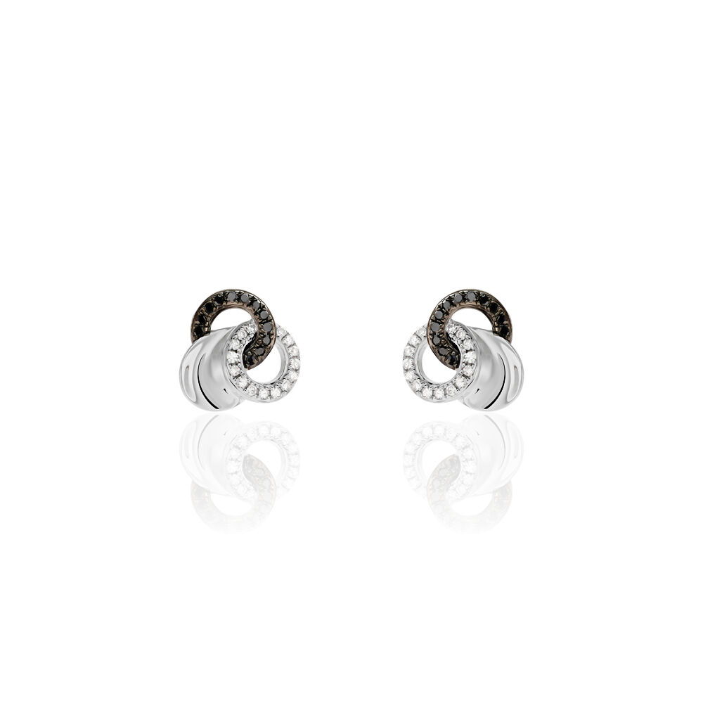 Boucles D'oreilles Puces Dassine Or Blanc Diamant - Puces Femme | Marc Orian