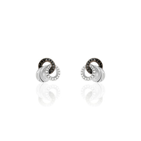 Boucles D'oreilles Puces Dassine Or Blanc Diamant - Puces Femme | Marc Orian