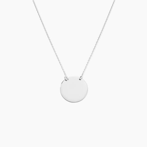 Collier Helenia Pastille Gravable Or Blanc - Bijoux personnalisés Enfant | Marc Orian