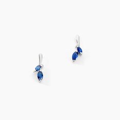 Boucles D'oreilles Pendantes Navette Or Blanc Saphir - Boucles d'oreilles Pendantes Femme | Marc Orian