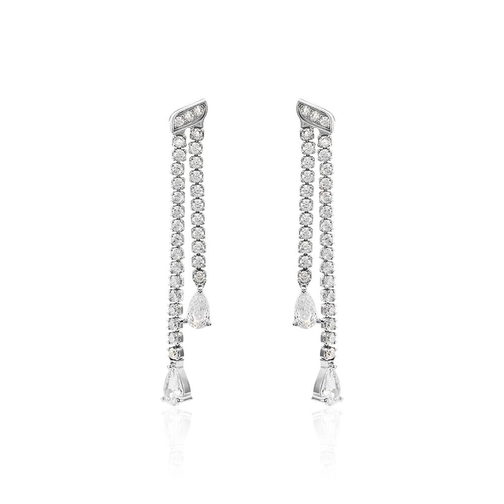 Boucles D'oreilles Pendantes Isalis Argent Blanc Oxyde De Zirconium - Pendantes Femme | Marc Orian