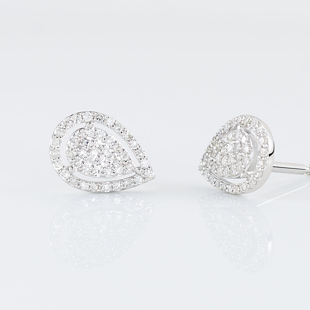 Boucles D'oreilles Puces Izia Or Blanc Diamant -  Femme | Marc Orian