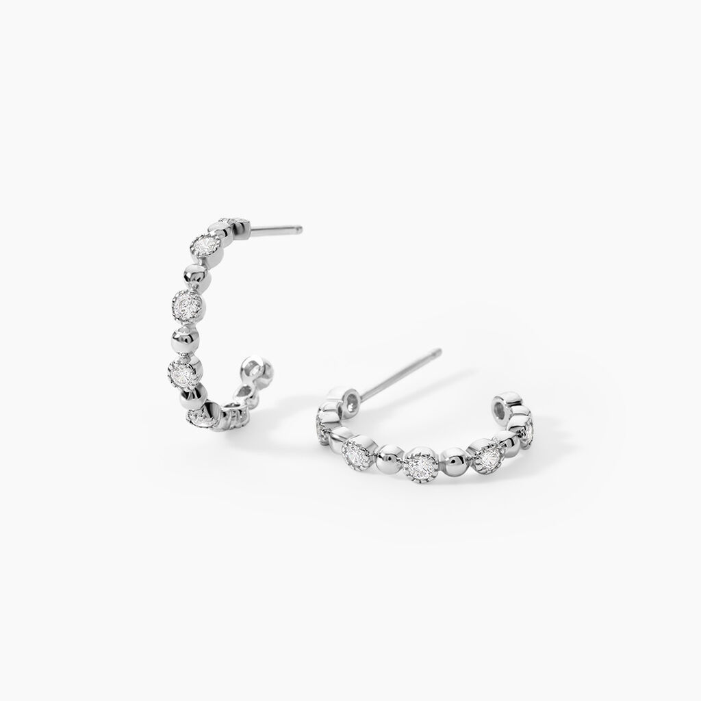 Cr&eacute;oles Argent Blanc Daren Oxydes De Zirconium - Cr&eacute;oles Femme | Marc Orian