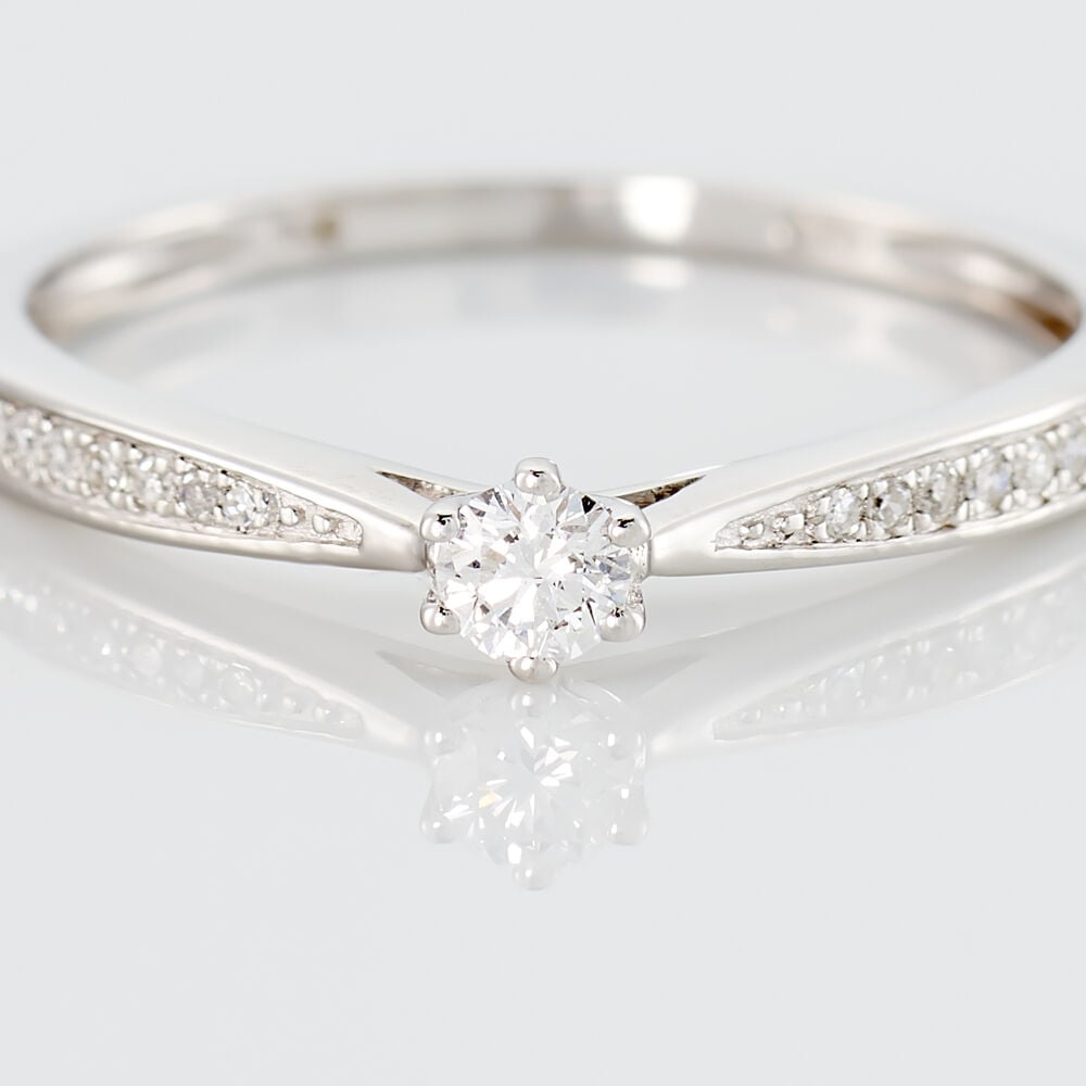 Bague Solitaire Symphonie Or Blanc Diamant - Parures de mariage Femme | Marc Orian