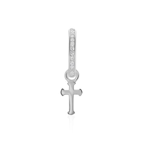 Cr&eacute;ole Unitaire Ancelin Rondes Argent Blanc Oxyde De Zirconium - Piercings d'oreilles Femme | Marc Orian