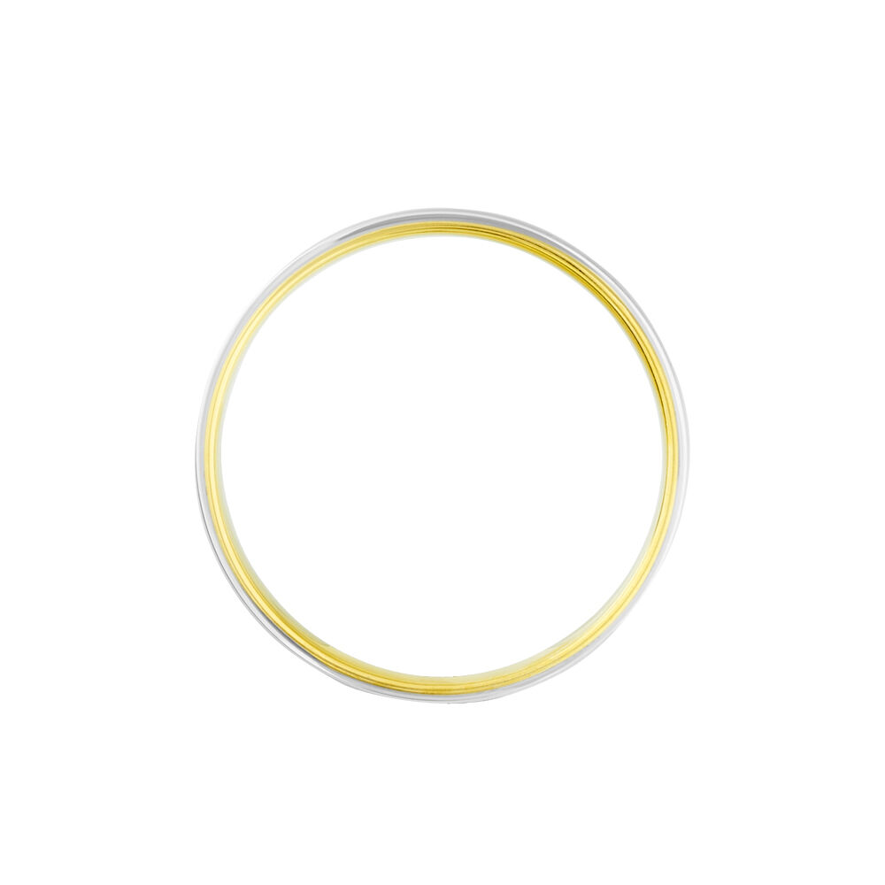 Alliance Miroir Ruban Plat Or Bicolore - Alliances duo Famille | Marc Orian
