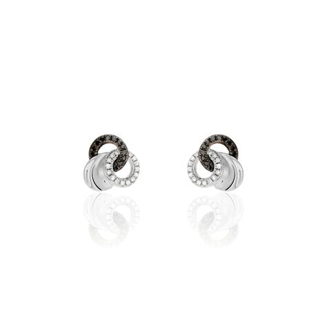 Boucles D'oreilles Puces Dassine Or Blanc Diamant - Puces Femme | Marc Orian