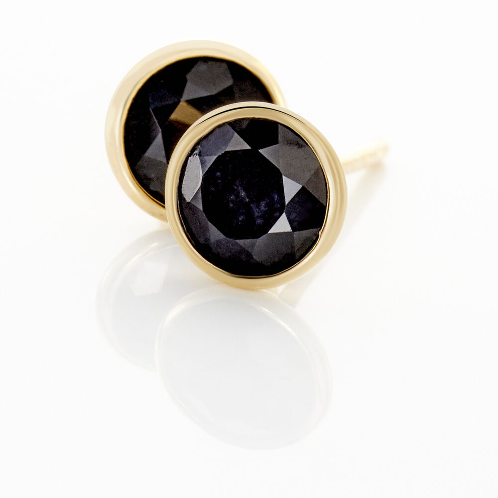 Boucles D'oreilles Puces Edy Serti Clos Or Jaune Saphir - Puces Femme | Marc Orian