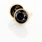 Boucles D'oreilles Puces Edy Serti Clos Or Jaune Saphir - Puces Femme | Marc Orian