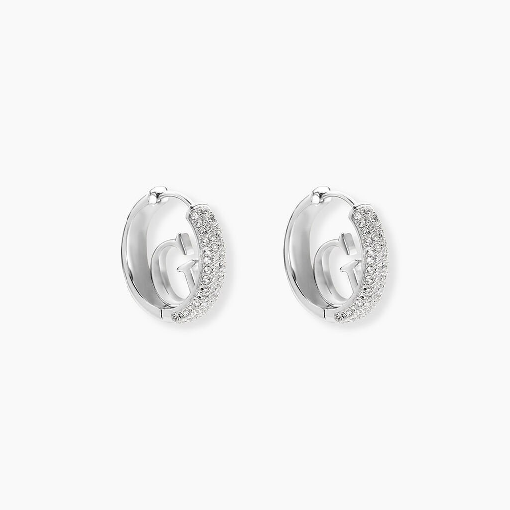 Cr&eacute;oles Guess Crazy Earrings Acier Blanc Oxyde De Zirconium - Cr&eacute;oles Femme | Marc Orian