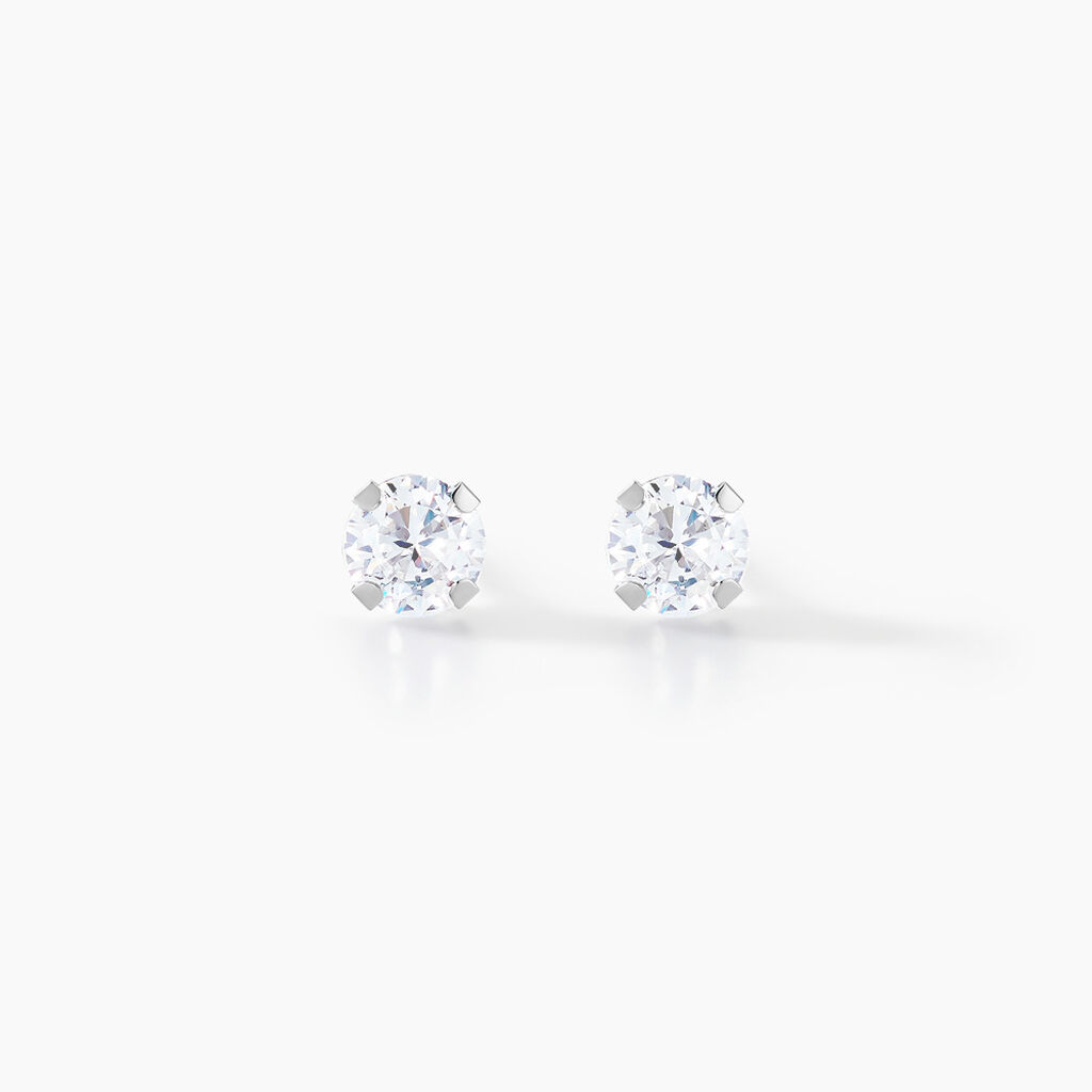 Boucles D'oreilles Puces Eddie Or Blanc Oxyde De Zirconium - Puces Femme | Marc Orian