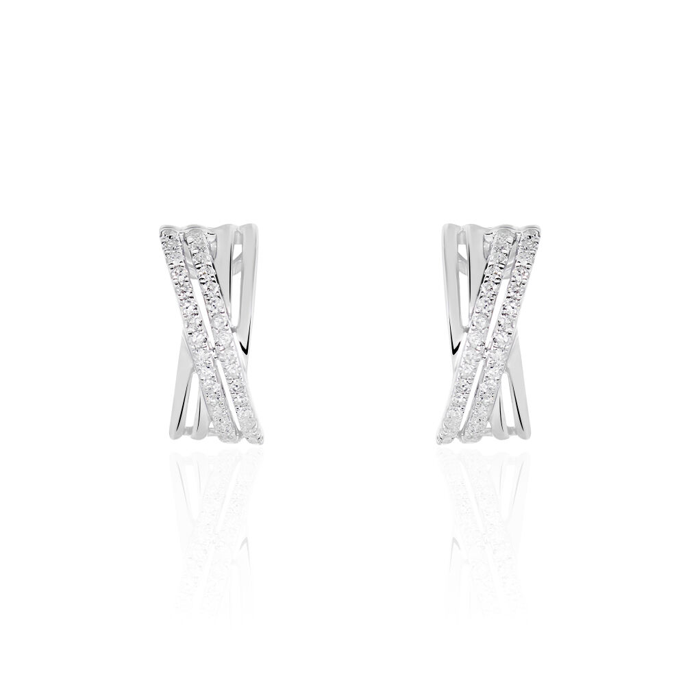 Boucles D'oreilles Puces Julianne Or Blanc Diamant - Puces Femme | Marc Orian