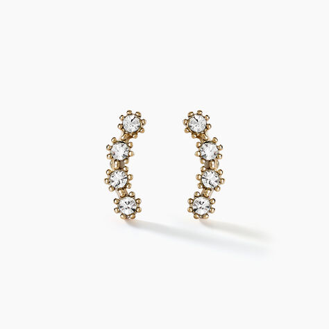 Boucles D'oreilles Puces Eva Acier Jaune Cristal - Puces Femme | Marc Orian