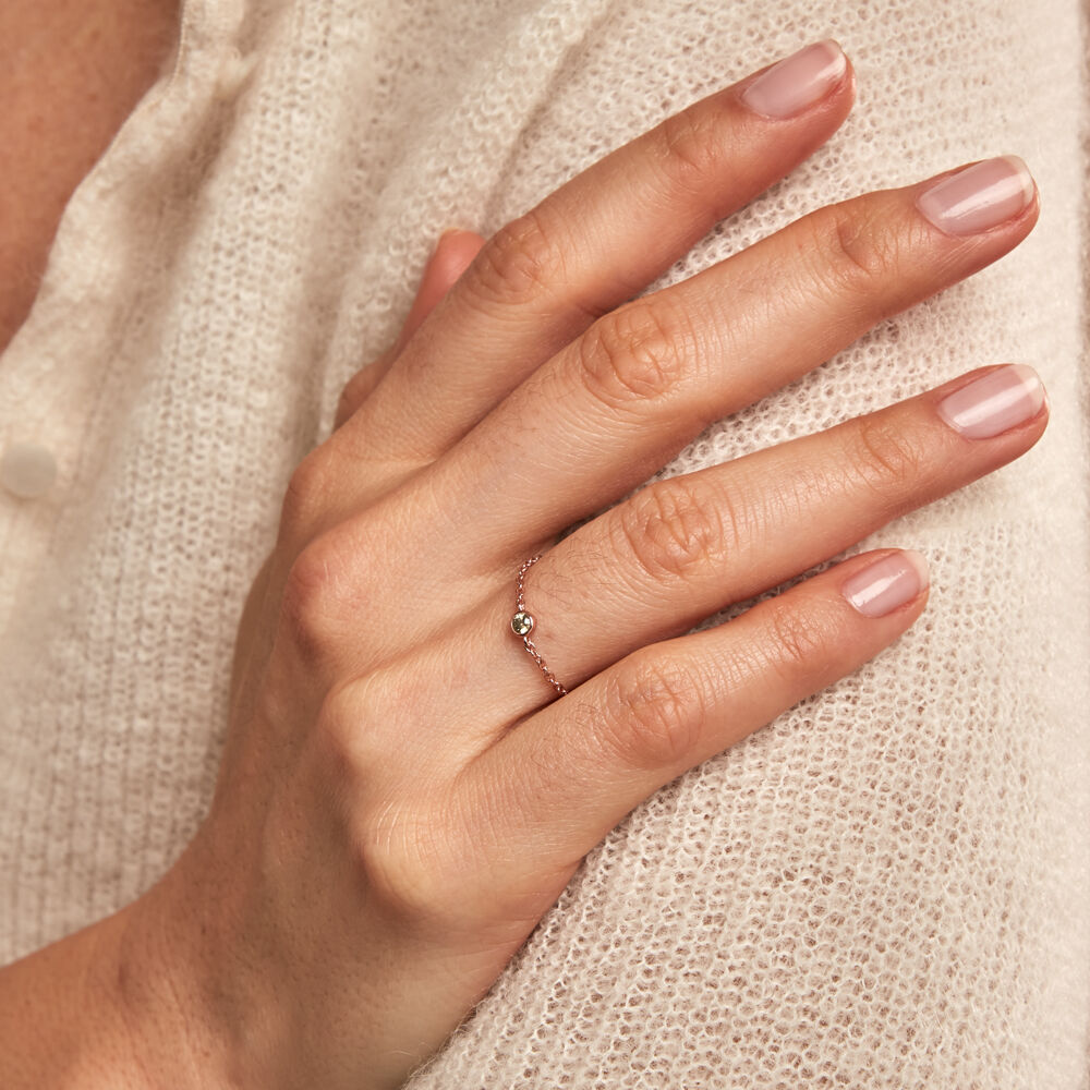 Bague Chaine Madalyn Argent Rose Oxyde De Zirconium - Solitaires Femme | Marc Orian