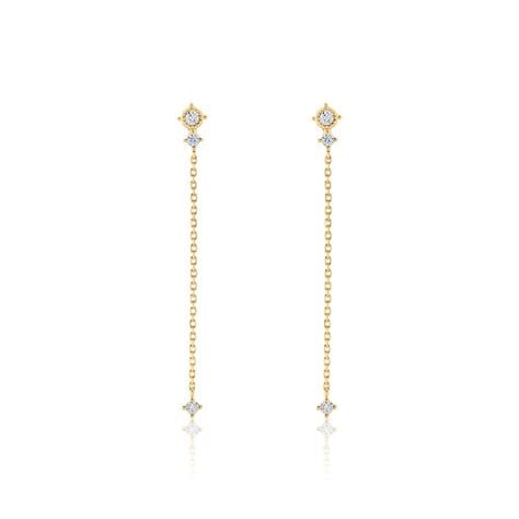 Boucles D'oreilles Pendantes éclat Perlé Plaqué Or Oxyde De Zirconium - Pendantes Femme | Marc Orian
