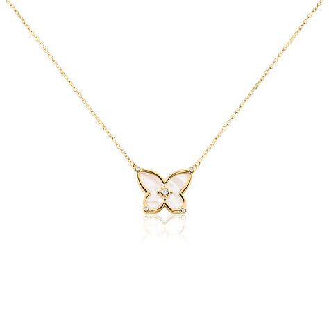 Collier Areli Plaque Or Doré Nacre Oxyde De Zirconium - Colliers avec pierres Femme | Marc Orian