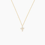 Collier Canice Croix Or Jaune Oxyde De Zirconium - Colliers avec pierres Famille | Marc Orian