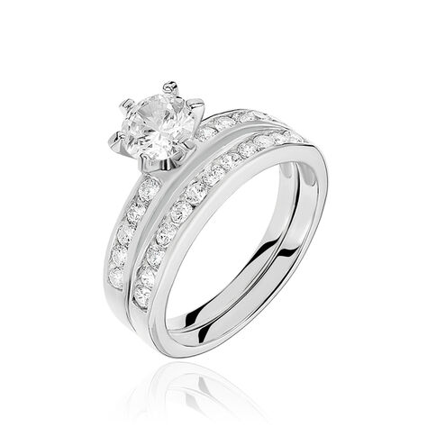 Bague Double Jeu Argent Blanc Oxyde De Zirconium - Bagues Solitaire Femme | Marc Orian