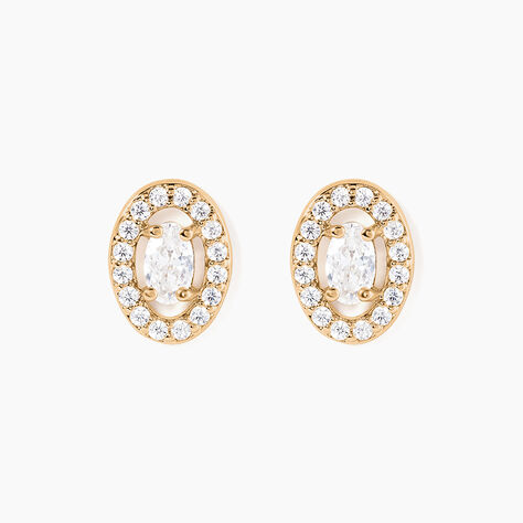 Boucles D'oreilles Puces Classical Plaqué Or Jaune Oxyde De Zirconium - Puces Femme | Marc Orian