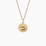 Pendentif Ange Rond Cisele Argent Dor&eacute; A L'Or 750/1000 - Bijoux fantaisie Femme | Marc Orian