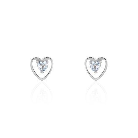 Boucles D'oreilles Puces Luann Or Blanc Topaze - Puces Femme | Marc Orian