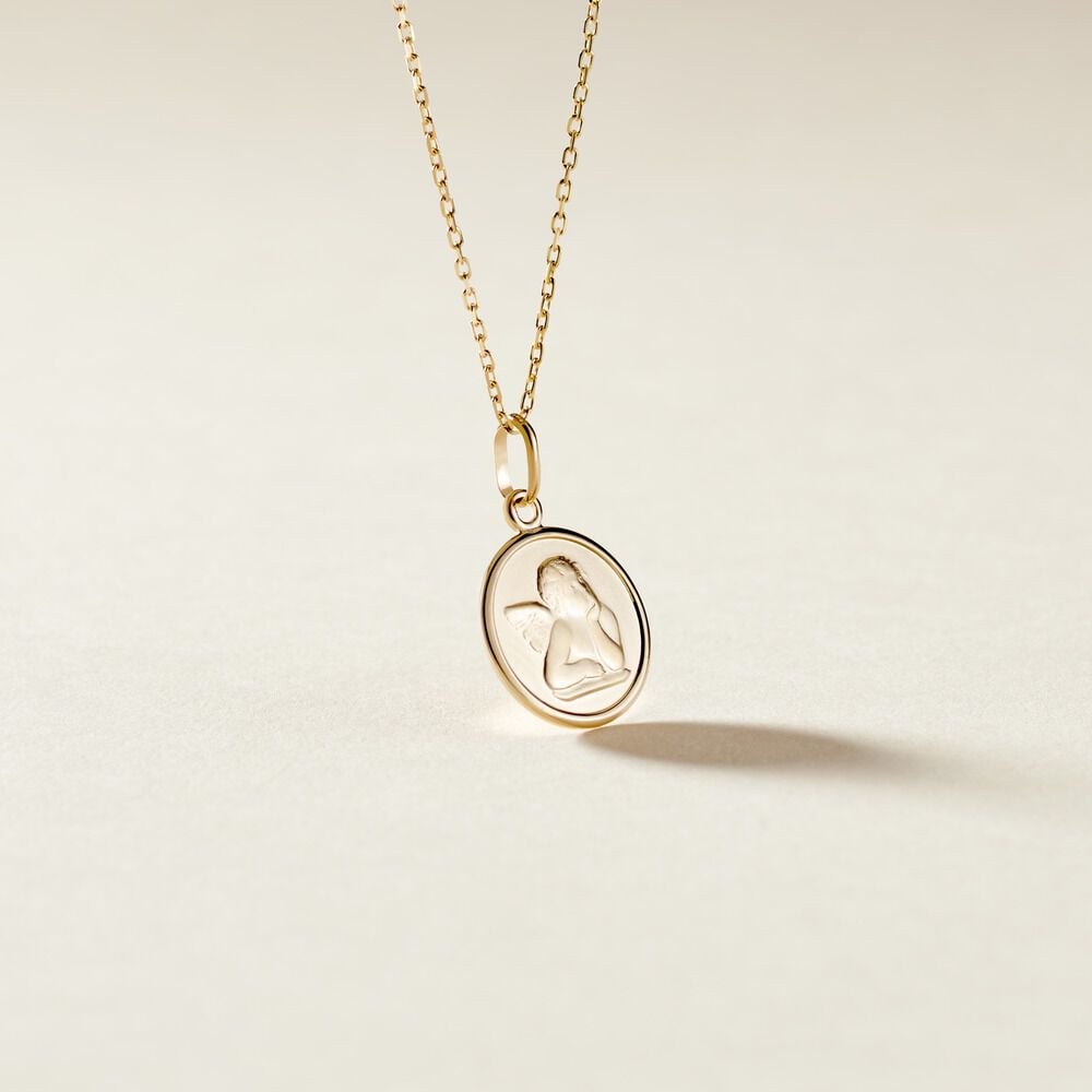 Pendentif Ange Rond Or Jaune - Médailles et médaillons Famille | Marc Orian