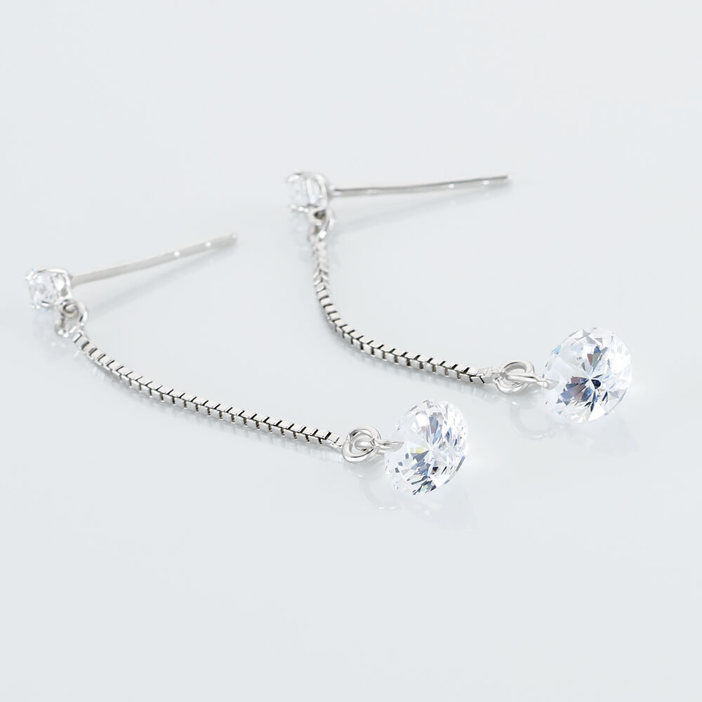 Boucles D'oreilles Pendantes Regane Or Blanc Oxyde De Zirconium - Pendantes Femme | Marc Orian