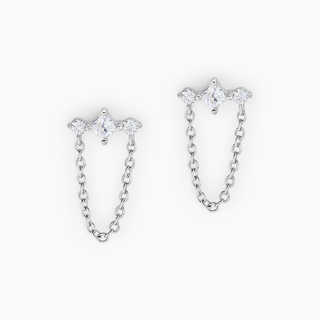 Bijoux D'oreilles Desert Argent Blanc Oxyde De Zirconium - Piercings d'oreilles Femme | Marc Orian