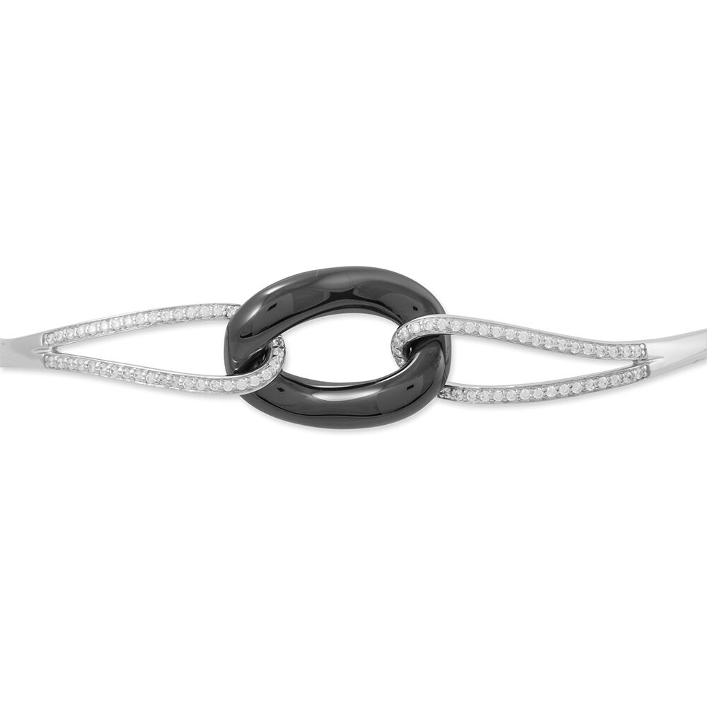 Bracelet Jonc Ceramik Design Argent  C&eacute;ramique Et Oxyde De Zirconium - Bracelets Pierre Femme | Marc Orian