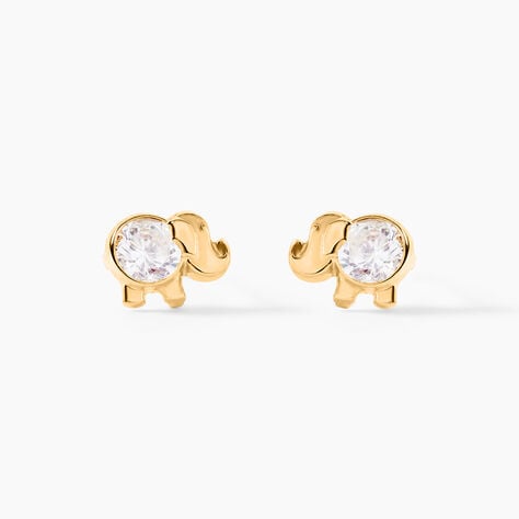 Boucles D'oreilles Puces Jumboo Or Jaune Oxyde De Zirconium - Puces Enfant | Marc Orian