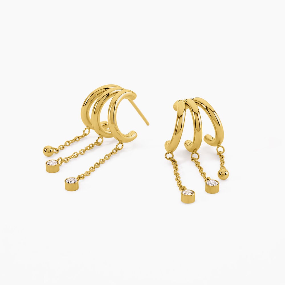 Boucles D'Oreilles Pendantes Aurore Acier Jaune Oxyde De Zirconium - Pendantes Femme | Marc Orian